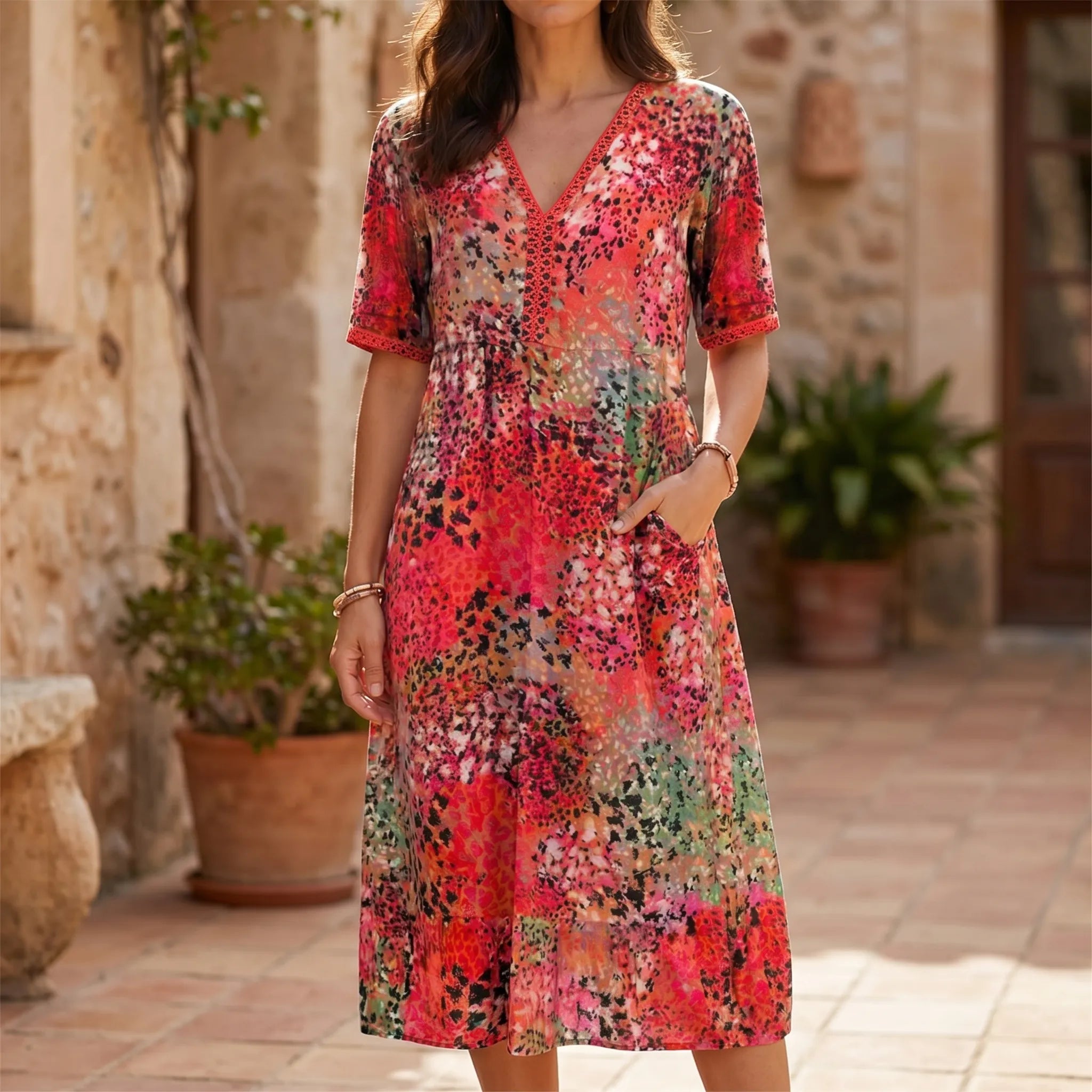 Floriana - Robe D'été Coupe Midi
