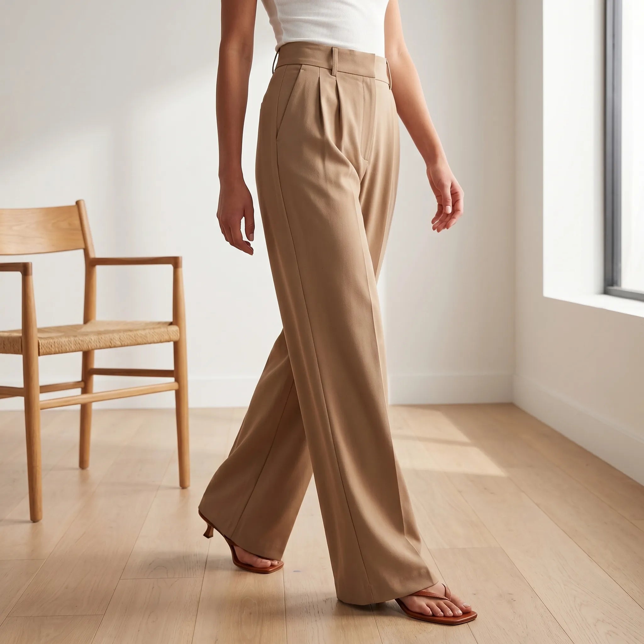 Velora - Pantalon Chino Taille Haute